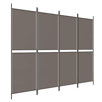 Kamerscherm met 4 panelen 200x220 cm stof antracietkleurig 2