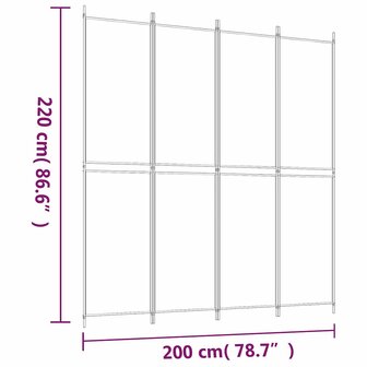 Kamerscherm met 4 panelen 200x220 cm stof zwart 8