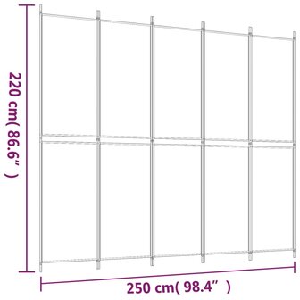 Kamerscherm met 5 panelen 250x220 cm stof wit 8