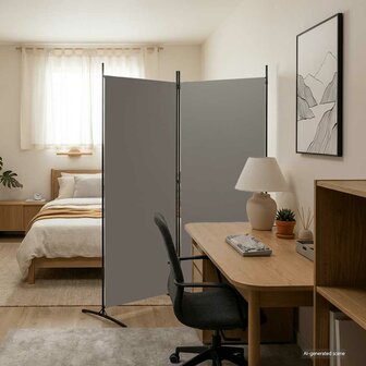 Kamerscherm met 2 panelen 175x180 cm stof antracietkleurig 1