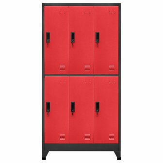 Lockerkast 90x45x180 cm staal antracietkleurig en rood 2