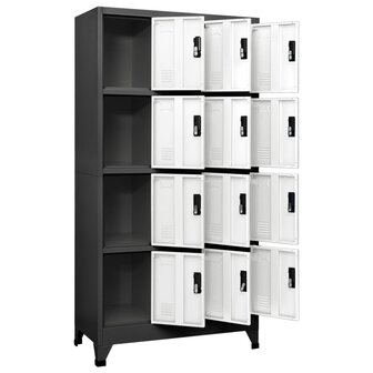 Lockerkast 90x45x180 cm staal antracietkleurig en wit 3