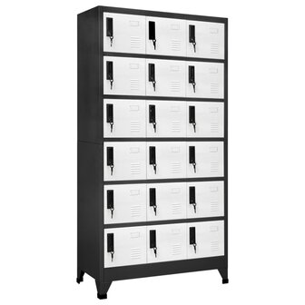 Lockerkast 90x40x180 cm staal antracietkleurig en wit 1