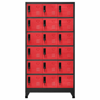 Lockerkast 90x40x180 cm staal antracietkleurig en rood 2