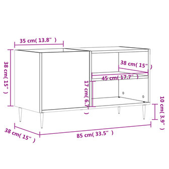 Platenkast 85x38x48 cm bewerkt hout betongrijs 9