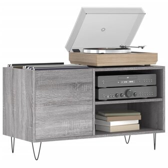 Platenkast 85x38x48 cm bewerkt hout grijs sonoma eikenkleurig 3