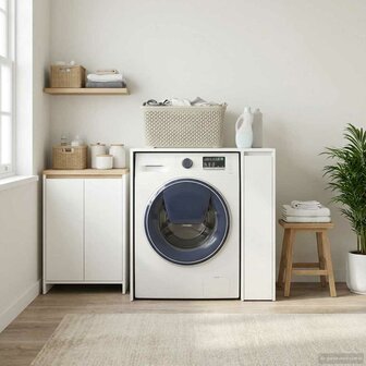 Wasmachinekast met opslag Wit 87 x 60 x 89 cm Bewerkt hout 4