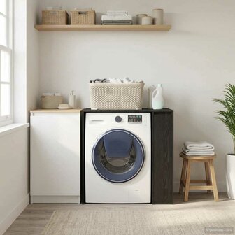 Wasmachinekast Zwart Eiken 87 x 60 x 89 cm Bewerkt hout 1