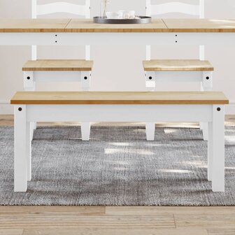 Eetkamerbank PANAMA 105x30x45 cm massief grenenhout wit 1