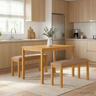 Eetbank 95 x 32 x 45 cm Massief Eikenhout Grijs 1