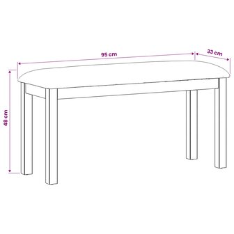 Eetbank 95 x 32 x 45 cm Massief Eikenhout Zwart 7