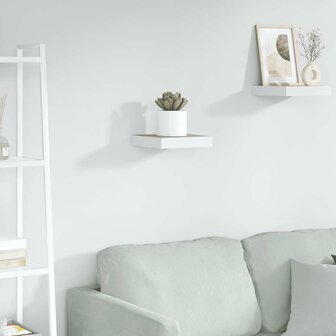 Wandschap zwevend 23x23,5x3,8 cm MDF eikenkleurig en wit 1