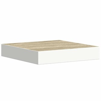 Wandschap zwevend 23x23,5x3,8 cm MDF eikenkleurig en wit 2