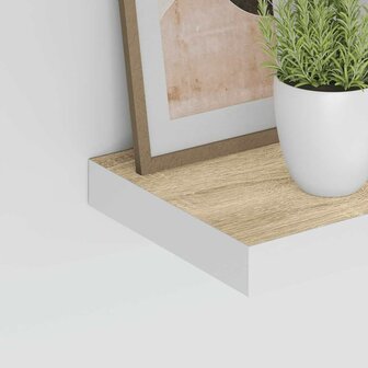 Wandschap zwevend 50x23,5x3,8 cm MDF eikenkleurig en wit 4