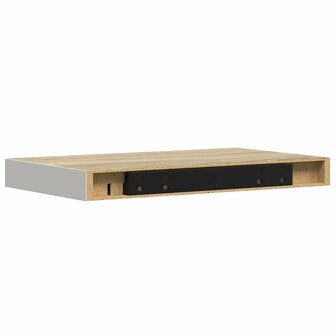 Wandschap zwevend 50x23,5x3,8 cm MDF eikenkleurig en wit 8