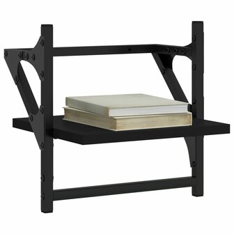 Wandschappen met stangen 2 st 30x25x30 cm zwart 3
