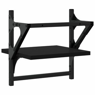 Wandschappen met stangen 2 st 30x25x30 cm zwart 7