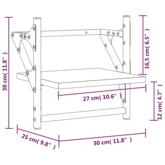 Wandschappen met stangen 2 st 30x25x30 cm zwart 9