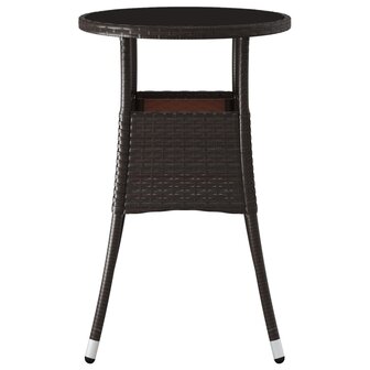 Tuintafel &amp;Oslash;60x75 cm gehard glas en poly rattan bruin 3