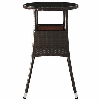 Tuintafel &amp;Oslash;60x75 cm gehard glas en poly rattan bruin 4