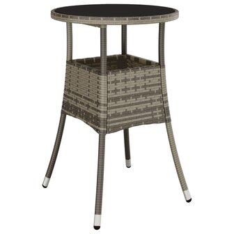 Tuintafel &amp;Oslash;60x75 cm gehard glas en poly rattan grijs 2