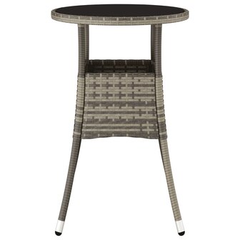 Tuintafel &amp;Oslash;60x75 cm gehard glas en poly rattan grijs 3