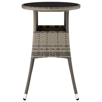 Tuintafel &amp;Oslash;60x75 cm gehard glas en poly rattan grijs 4