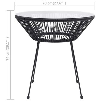 Tuintafel &amp;Oslash;70x74 cm rattan en glas zwart 4