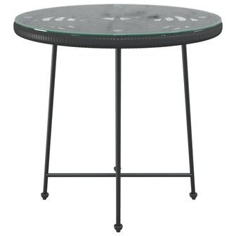 Eettafel &amp;Oslash;80 cm gehard glas en staal zwart 3