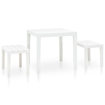 Tuintafel met 2 banken kunststof wit 1