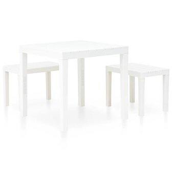 Tuintafel met 2 banken kunststof wit 2