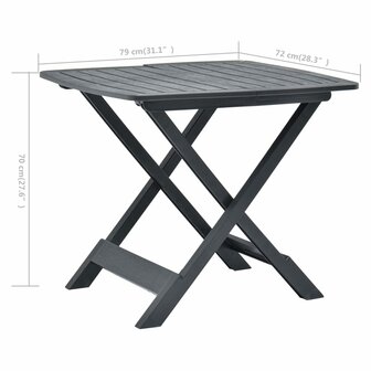 Tuintafel inklapbaar 79x72x70 cm kunststof antraciet 6
