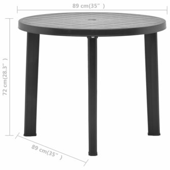 Tuintafel 89 cm kunststof antraciet 6