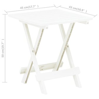 Tuintafel inklapbaar 45x43x50 cm kunststof wit  7