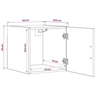 Wandkast Zwart eiken 40 x 42,5 x 40 cm Bewerkt hout 8
