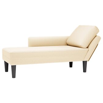 Chaise longue met kussen corduroy stof cr&amp;egrave;mekleurig 1