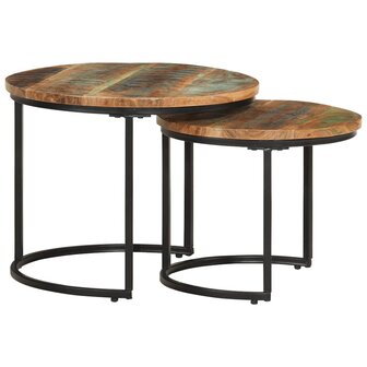 2-delige Tafeltjesset massief gerecycled hout 9