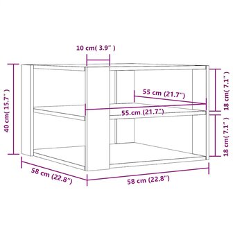Salontafel 58x58x40 cm bewerkt hout bruin eikenkleurig 9