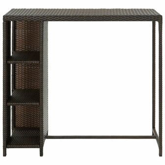 Bartafel met opbergrek 120x60x110 cm poly rattan bruin 2