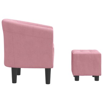 Kuipstoel met voetenbank fluweel roze 4
