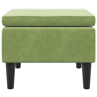 Kruk met houten poten fluweel lichtgroen 3