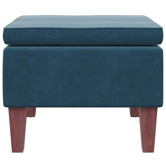 Kruk met houten poten fluweel blauw 5