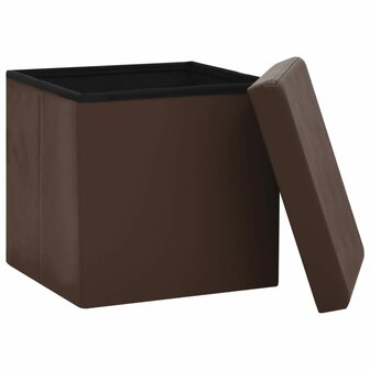 Opbergkrukken inklapbaar 2 st PVC bruin 5