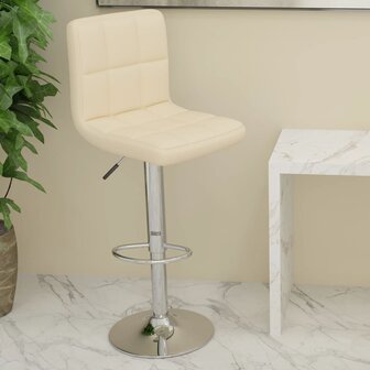 Barkruk kunstleer cr&amp;egrave;mekleurig 1