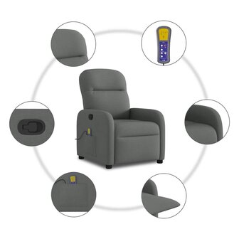 Massagestoel Donkergrijze Stof 8