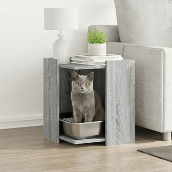 Kattenbakkast 42x42x51 cm bewerkt hout grijs sonoma eikenkleur 1