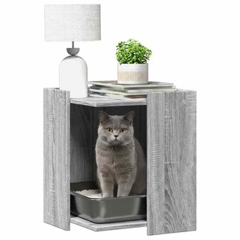 Kattenbakkast 42x42x51 cm bewerkt hout grijs sonoma eikenkleur 3