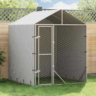 Hondenkennel met dak 2x2x2,5 m gegalvaniseerd staal zilver 1