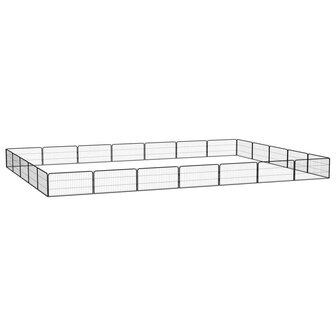 Hondenkennel 24 panelen 100x50 cm gepoedercoat staal zwart 1