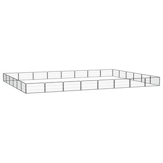 Hondenkennel 28 panelen 100x50 cm gepoedercoat staal zwart 1